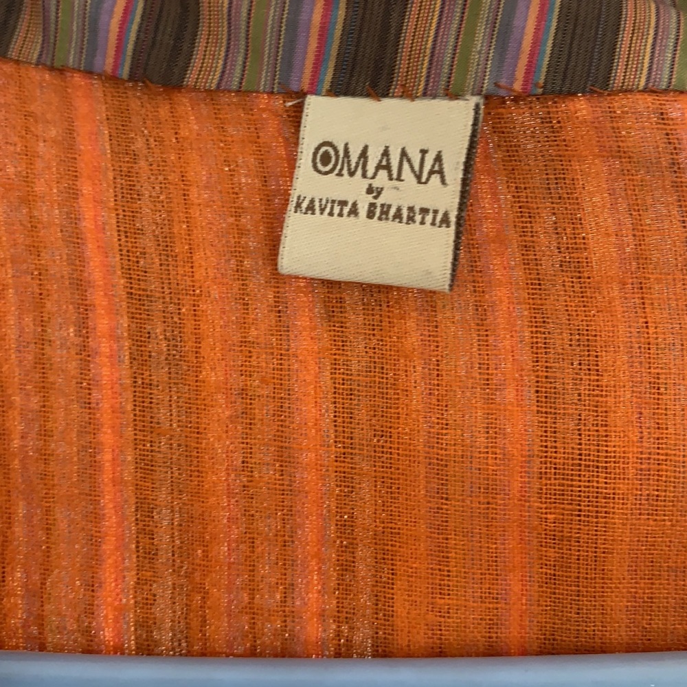 FESTIVE ORANGE A LINE KURTA:knee length with heavy all over zardozi work. - Picture 6 of 13